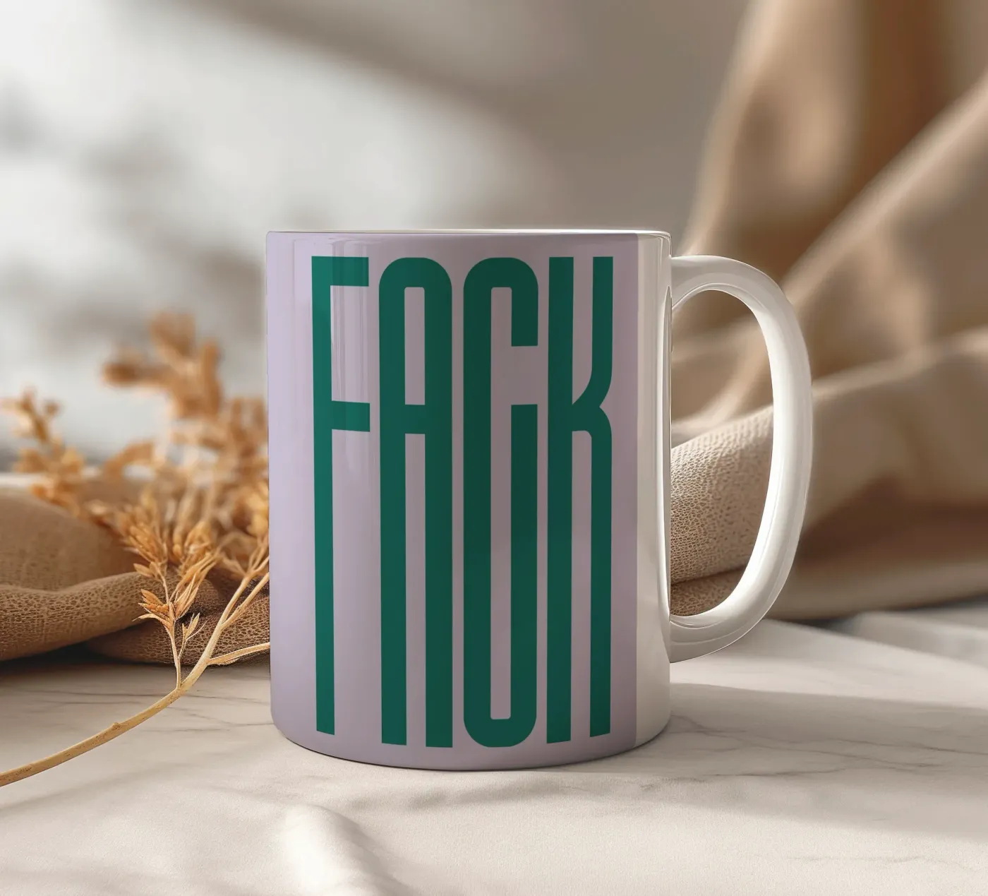FACK ceramic mug by PurePeachStudio