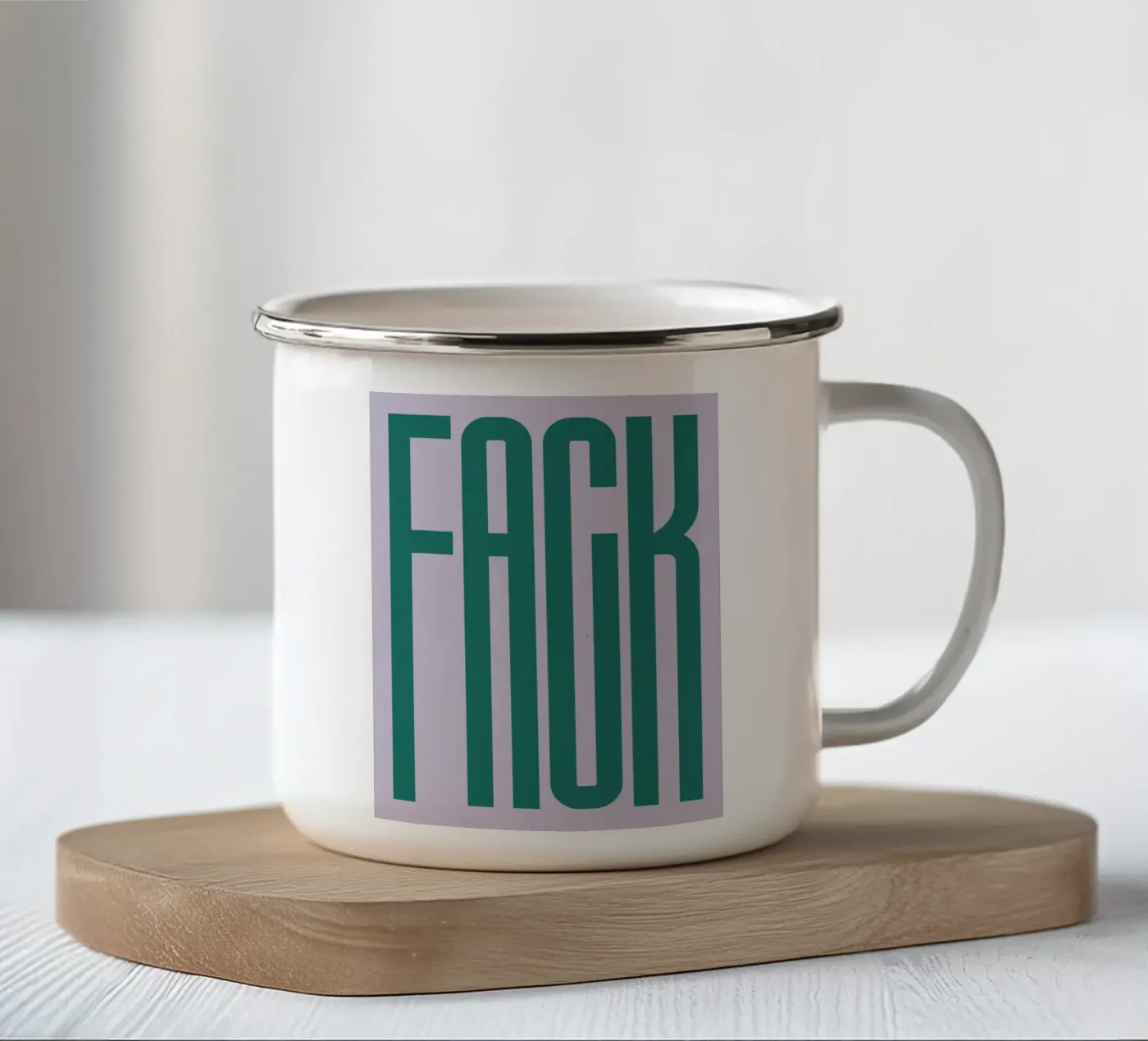 FACK enamel mug by PurePeachStudio
