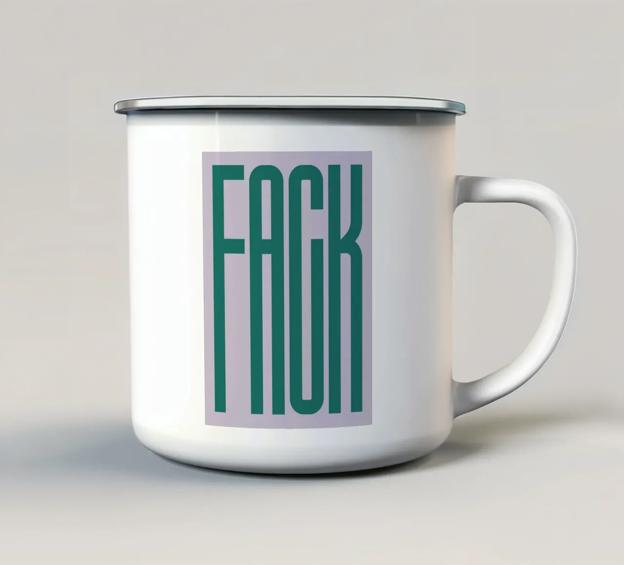 FACK tazza in smalto da PurePeachStudio