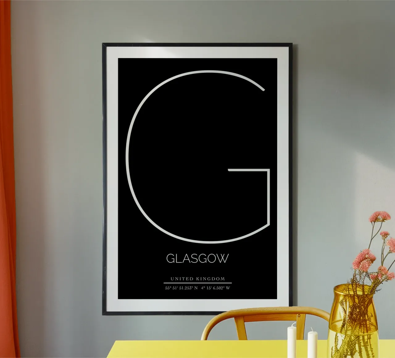 GLASGOW - black poster con telaio in alluminio da CityLights
