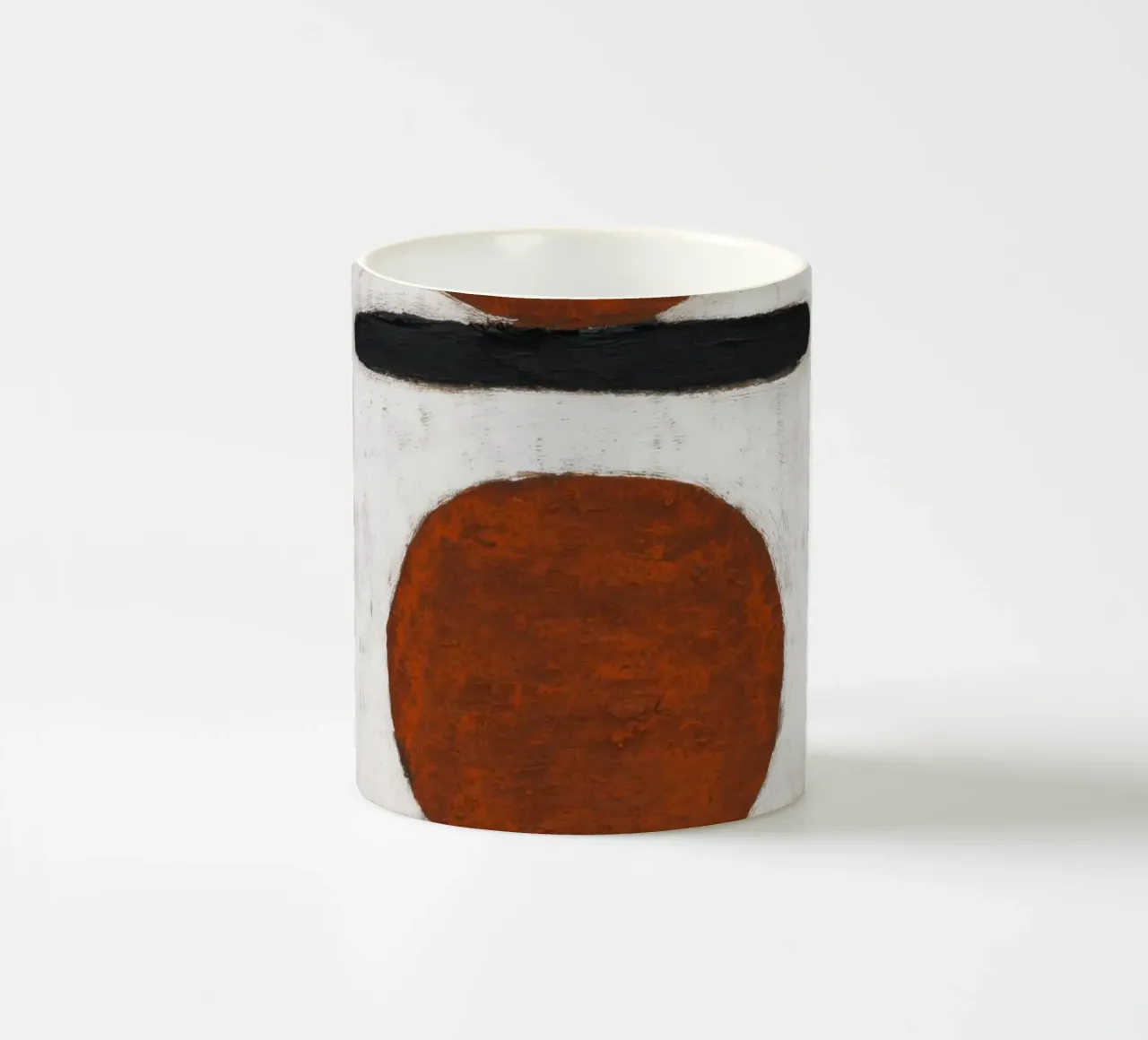 Tweelingcirkels - Minimalistisch abstract schilderij keramische mok van Aralyn
