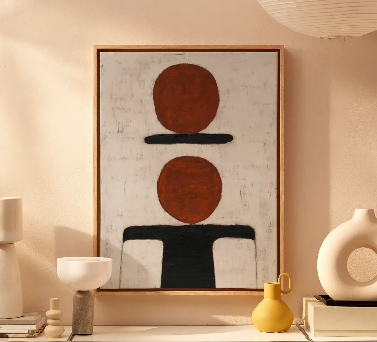 Tweelingcirkels - Minimalistisch abstract schilderij canvas van Aralyn