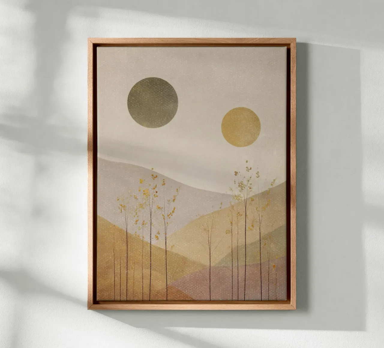 Layers of mountains in autumn canvas by Aralyn