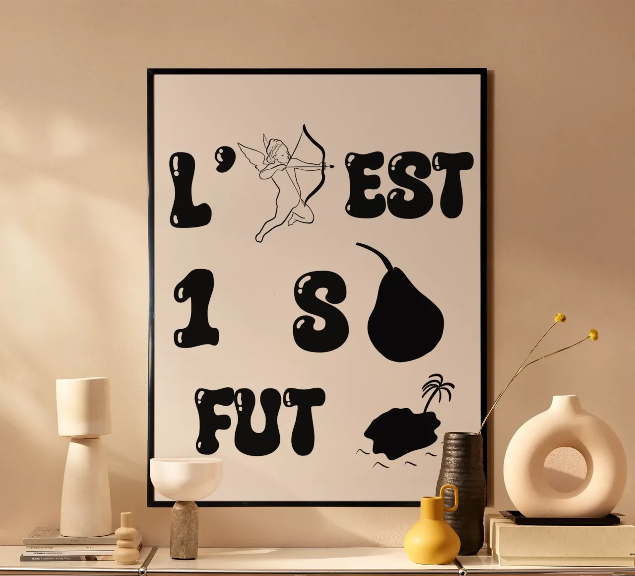 L'amore è una speranza inutile poster con telaio in legno da RÉBUS REBUS