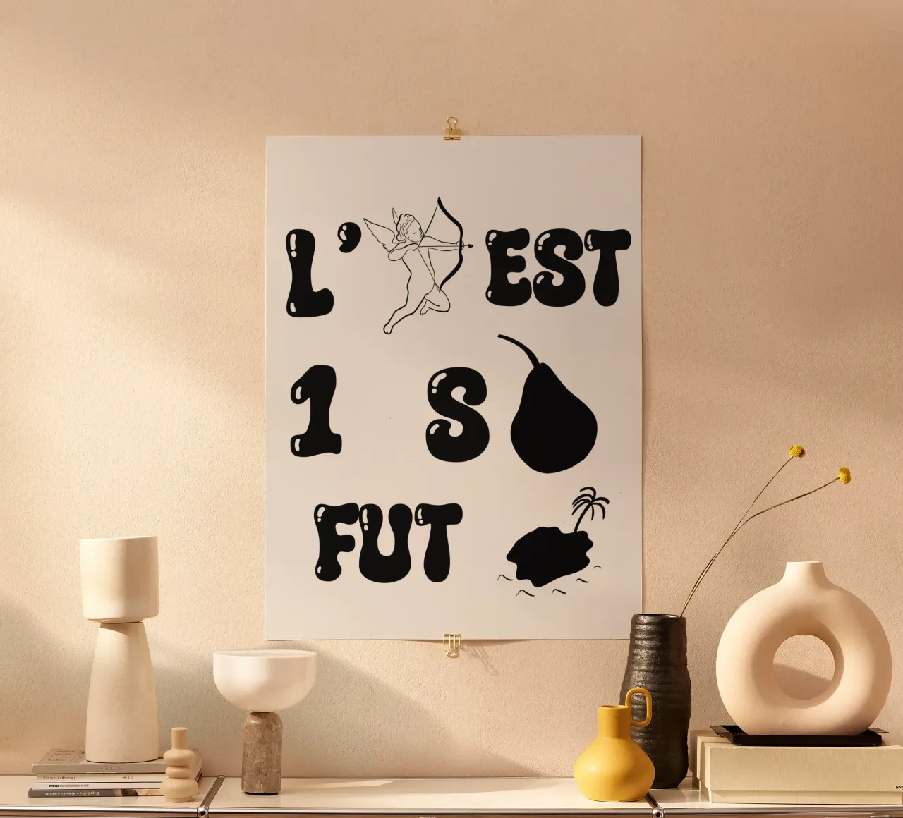 L'amore è una speranza inutile poster con telaio in legno da RÉBUS REBUS