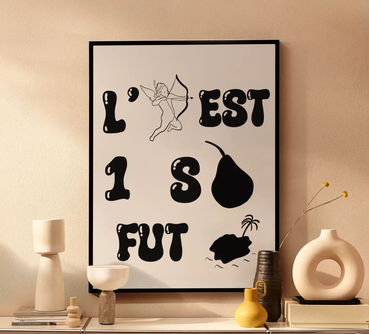L'amore è una speranza inutile poster con telaio in legno da RÉBUS REBUS