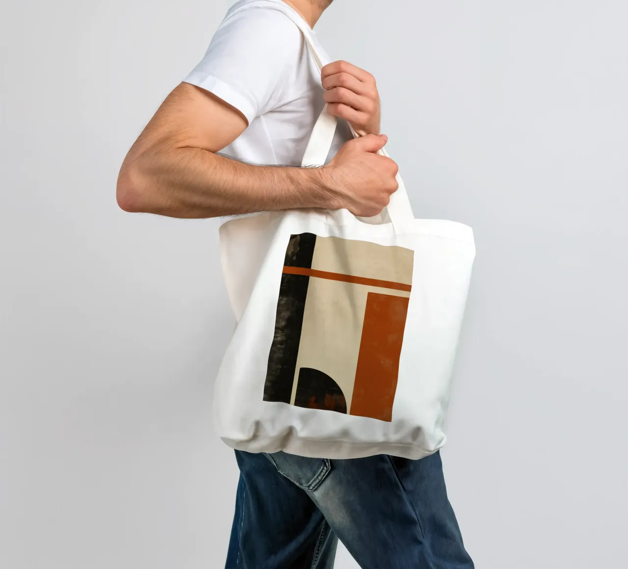Nostalgic Flow – Circles and Rectangles in Warm Tones tote bag by Aralyn