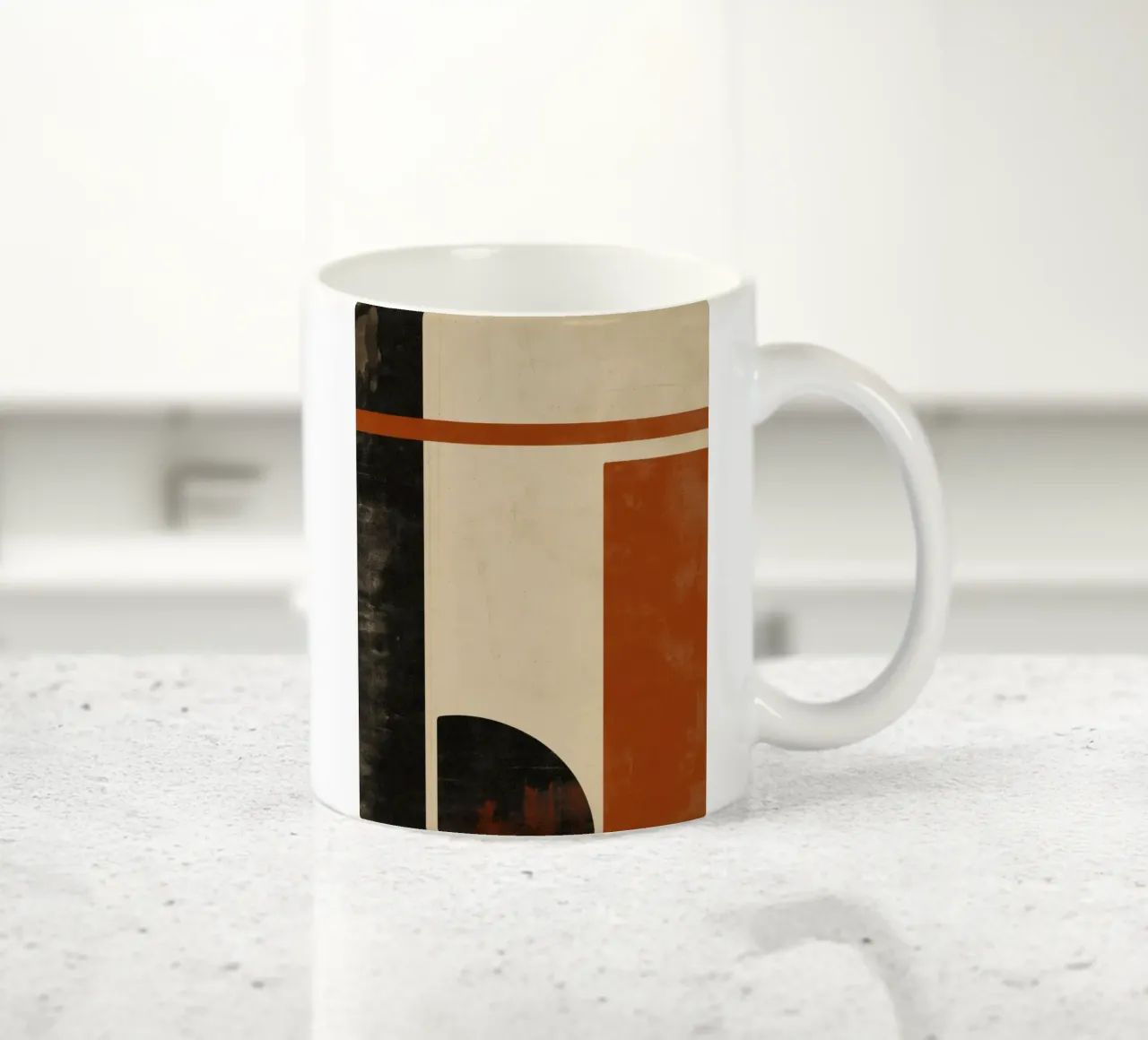 Nostalgic Flow – Circles and Rectangles in Warm Tones ceramic mug by Aralyn