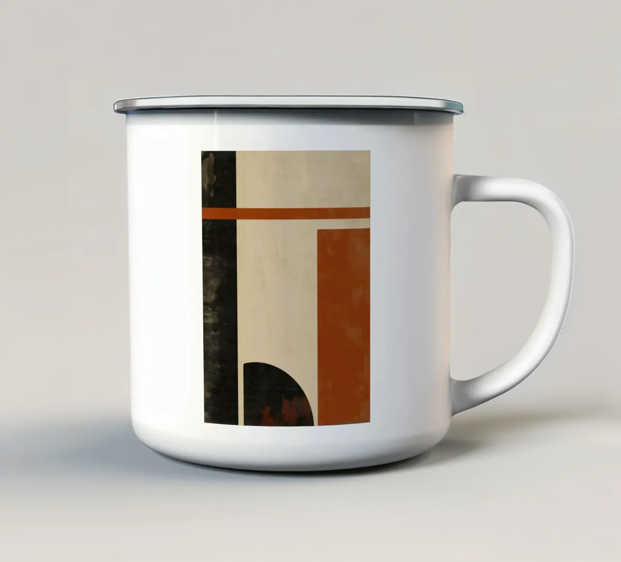 Nostalgic Flow – Circles and Rectangles in Warm Tones enamel mug by Aralyn