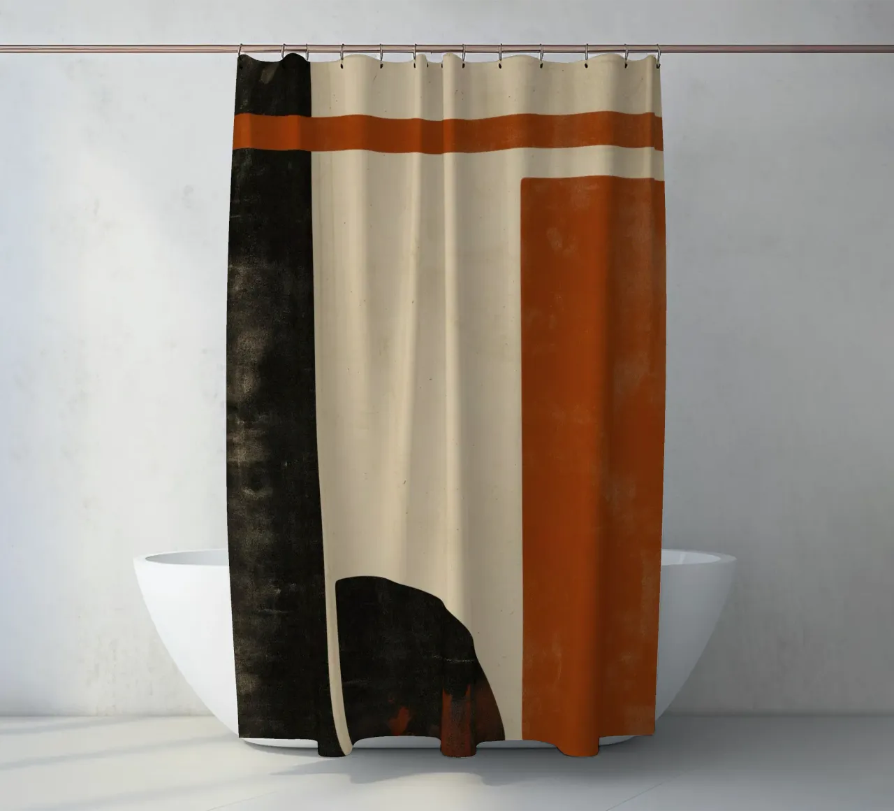 Nostalgic Flow – Circles and Rectangles in Warm Tones shower curtain by Aralyn