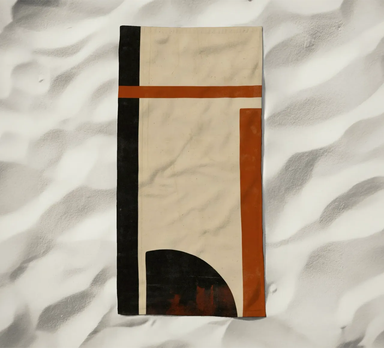 Nostalgic Flow – Circles and Rectangles in Warm Tones beach towel by Aralyn