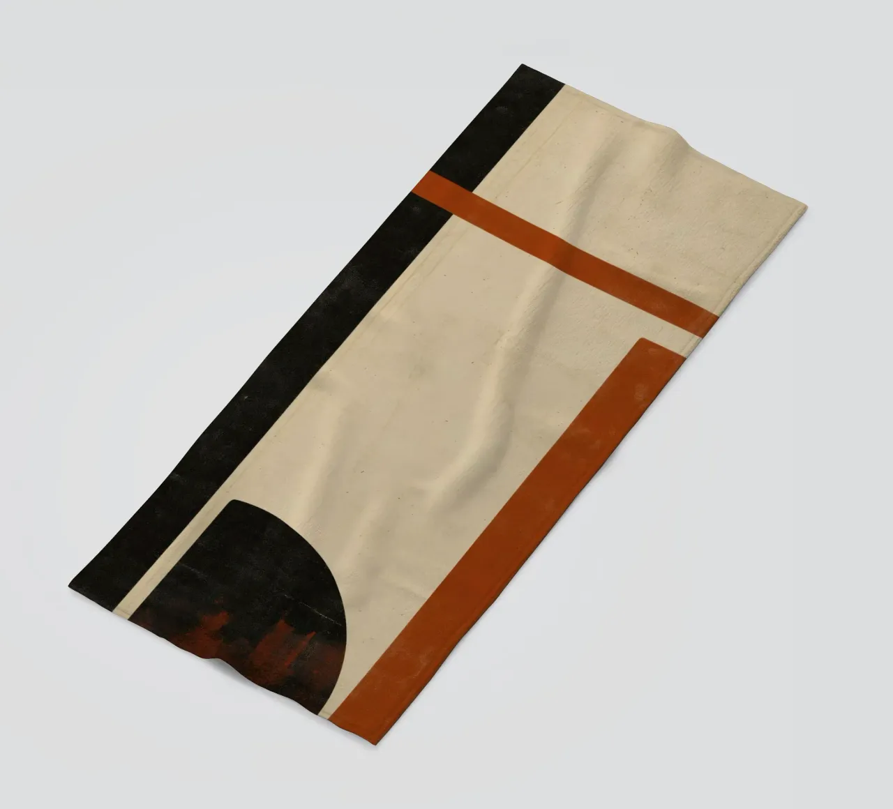 Nostalgic Flow – Circles and Rectangles in Warm Tones beach towel by Aralyn