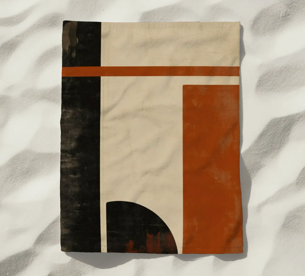 Nostalgic Flow – Circles and Rectangles in Warm Tones beach towel by Aralyn