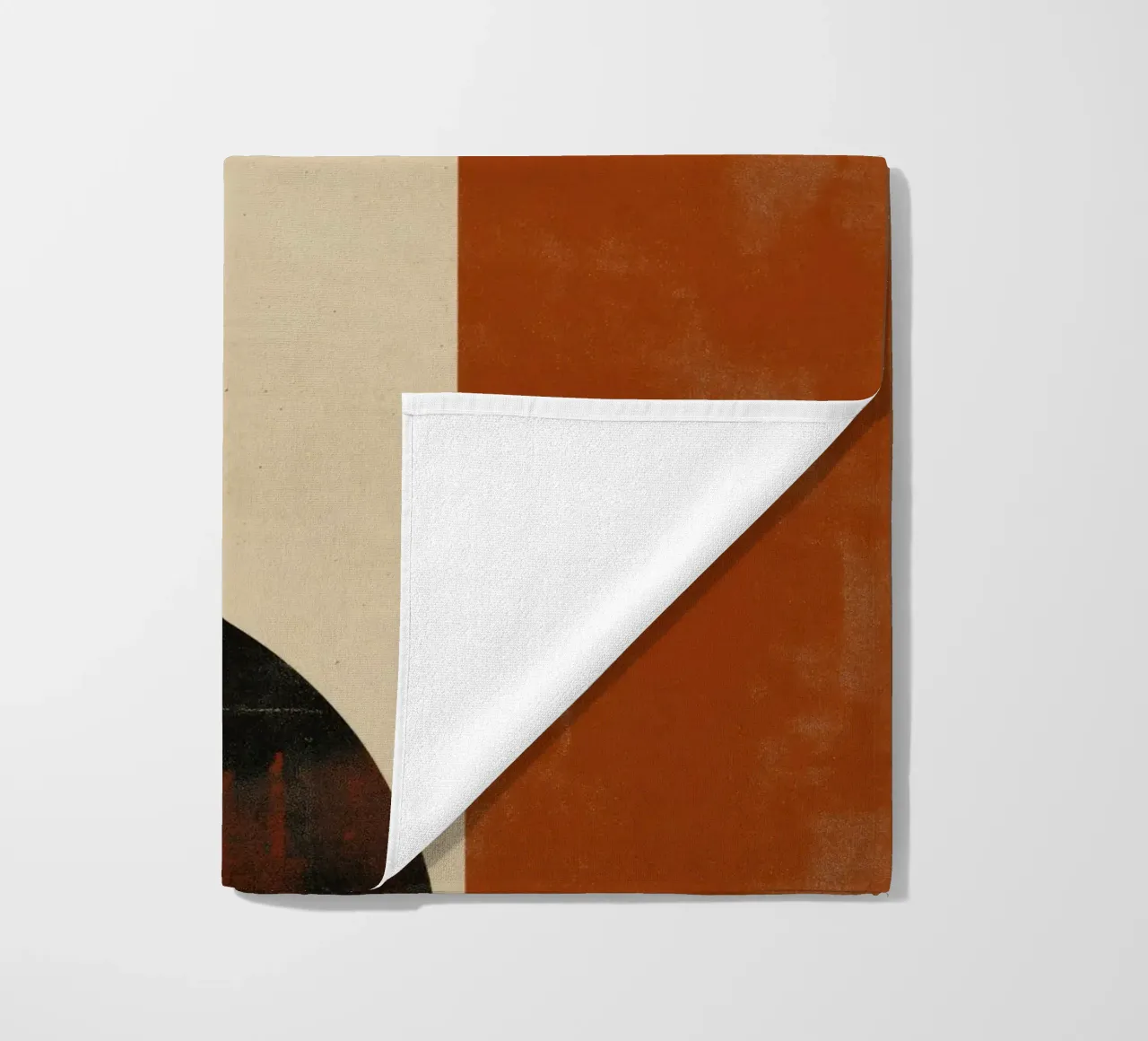 Nostalgic Flow – Circles and Rectangles in Warm Tones beach towel by Aralyn