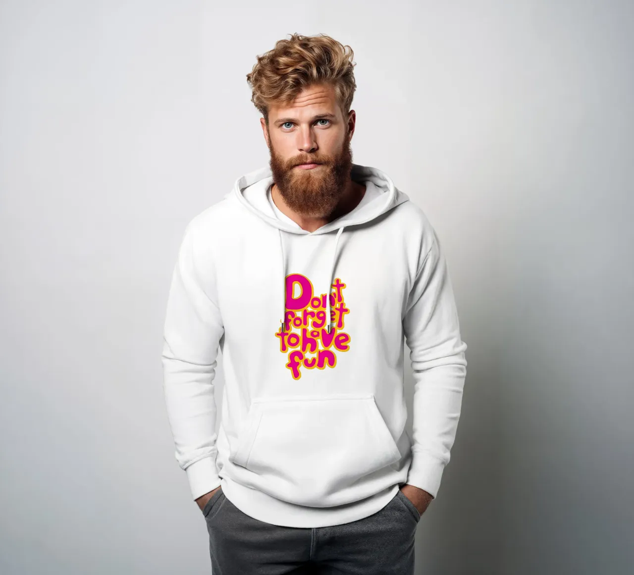 Don't Forget To Have Fun | Pink on Yellow felpa con cappuccio da sabidussi