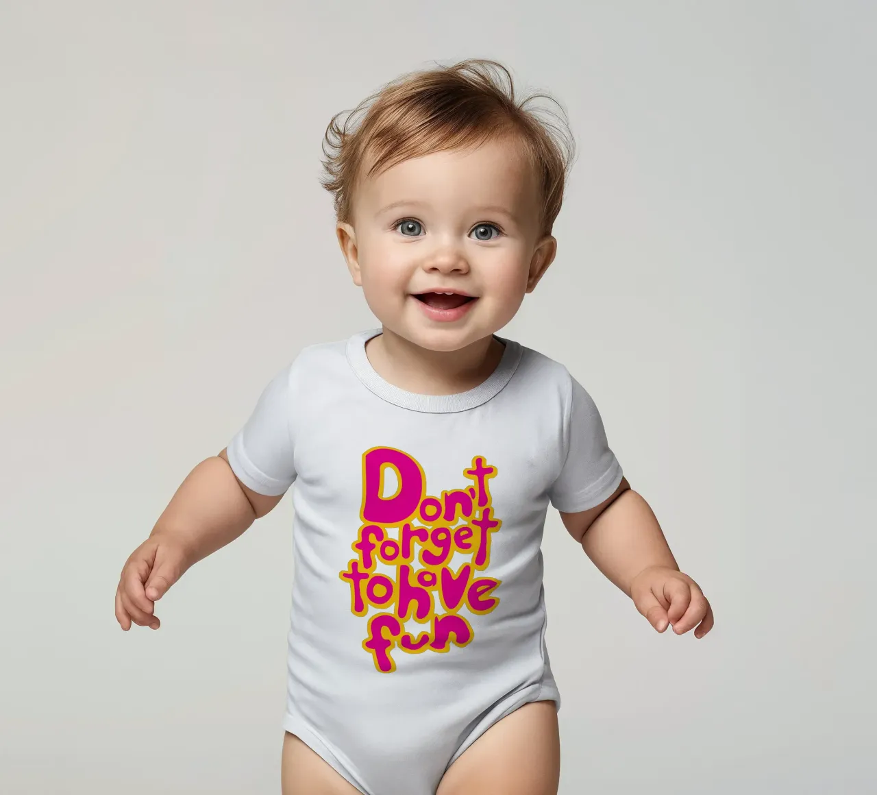 Don't Forget To Have Fun | Pink on Yellow body neonato maniche corte da sabidussi