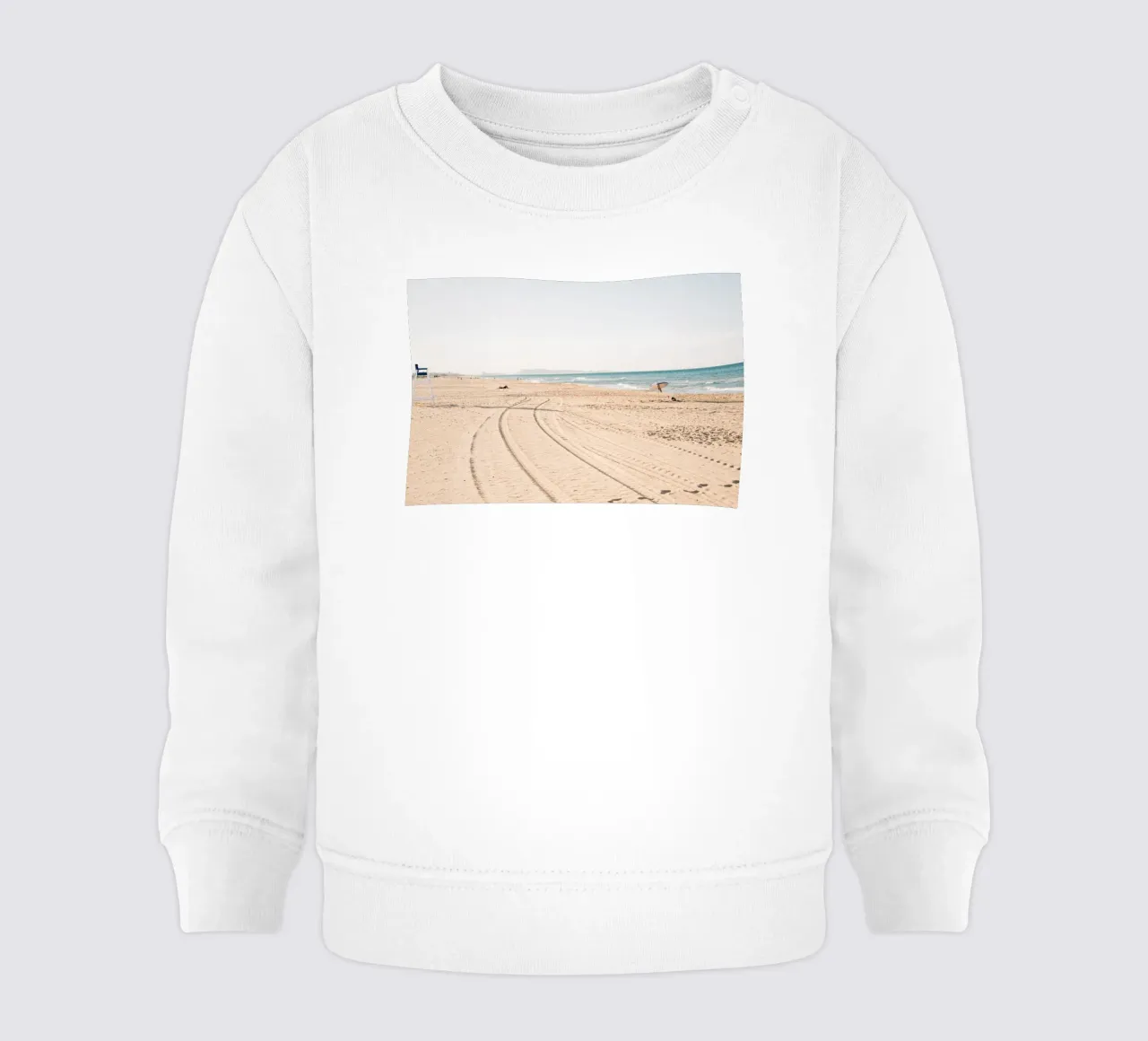 Spiaggia tranquilla in Spagna | Sabbia fine | Colori chiari felpa neonato da Bold and Retro