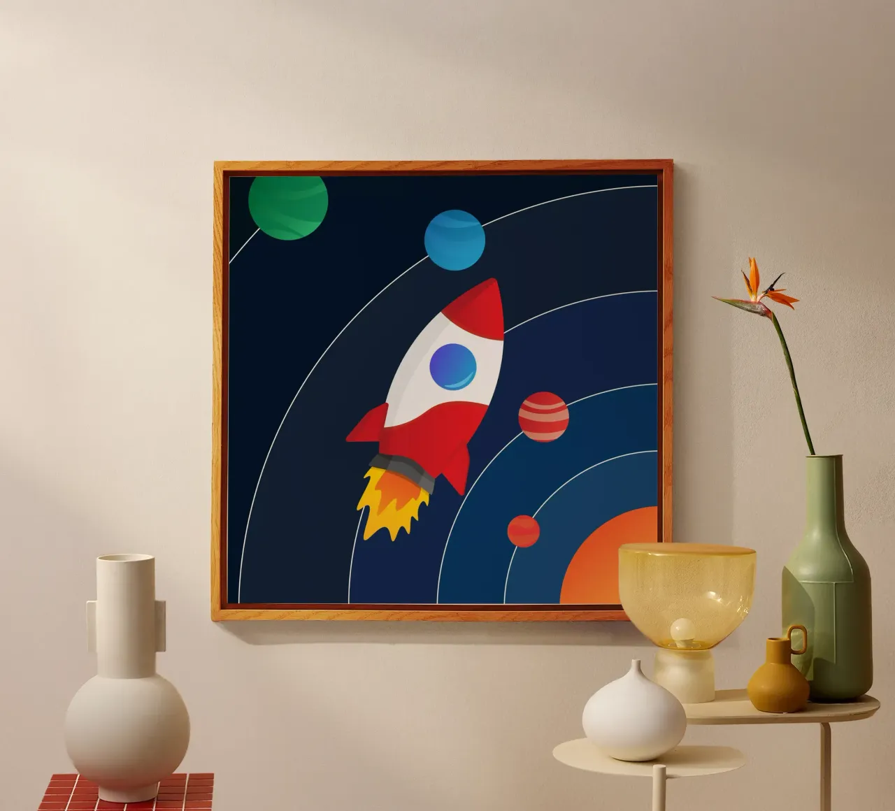 Sistema solare a razzo plexiglass da Astro Aesthetics