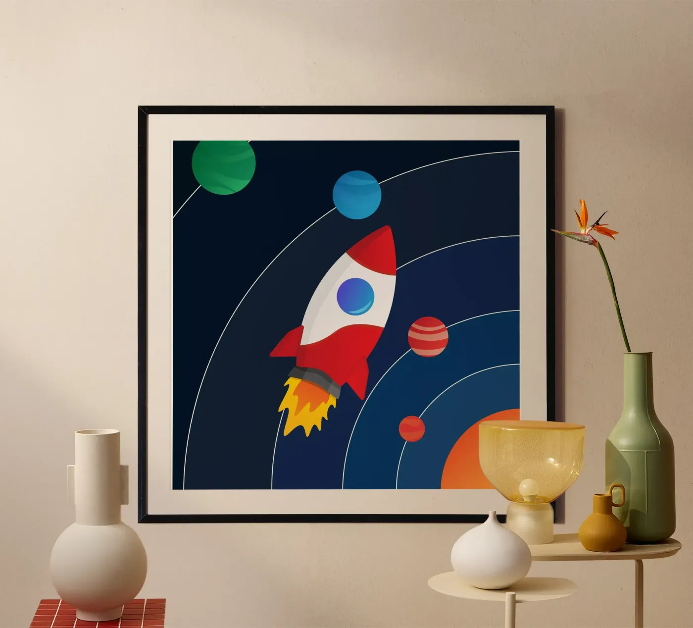Rocket Solar System poster by Astro Aesthetics