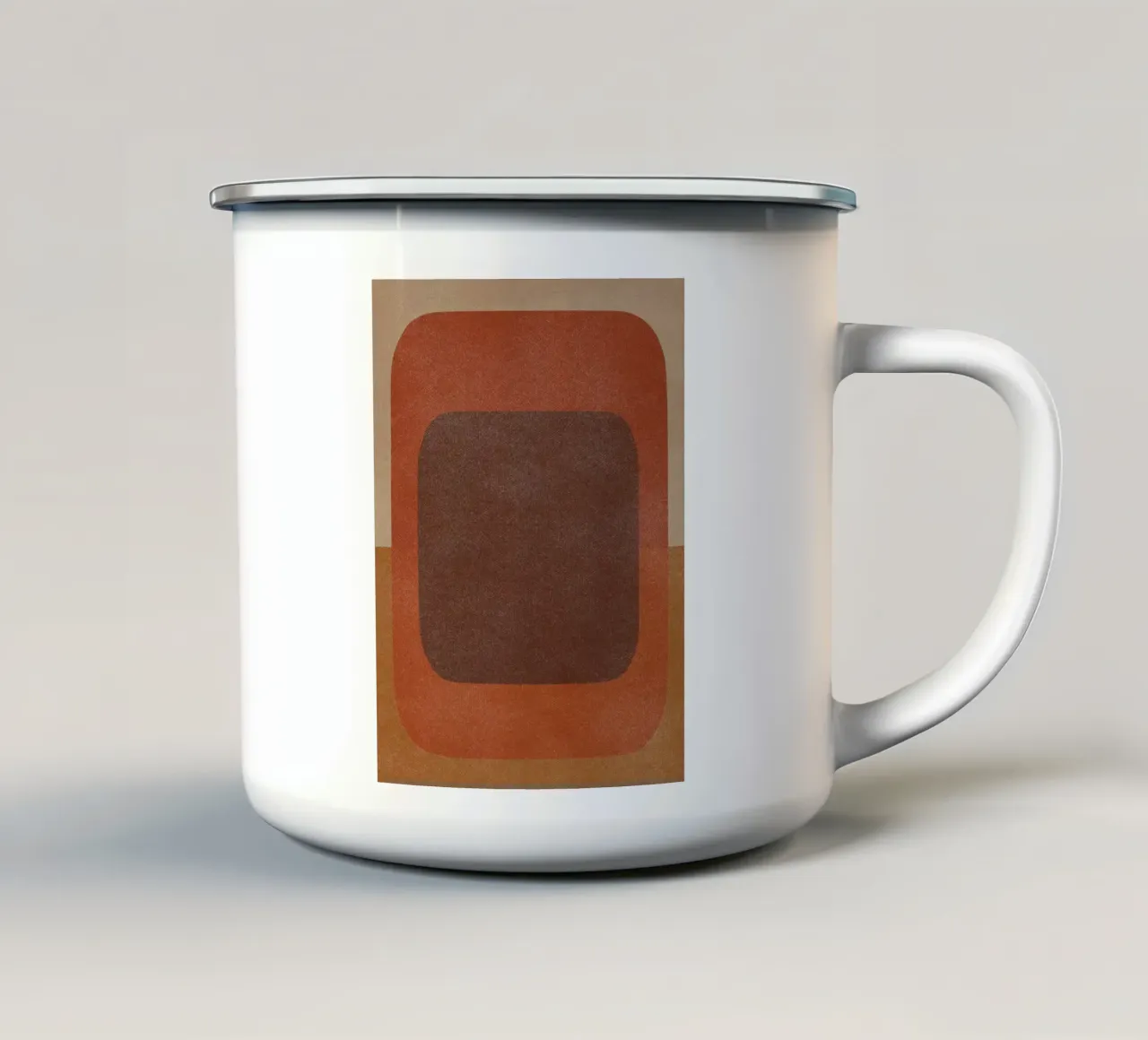 Arte da parete minimalista in arancione e marrone polveroso tazza in smalto da Aralyn