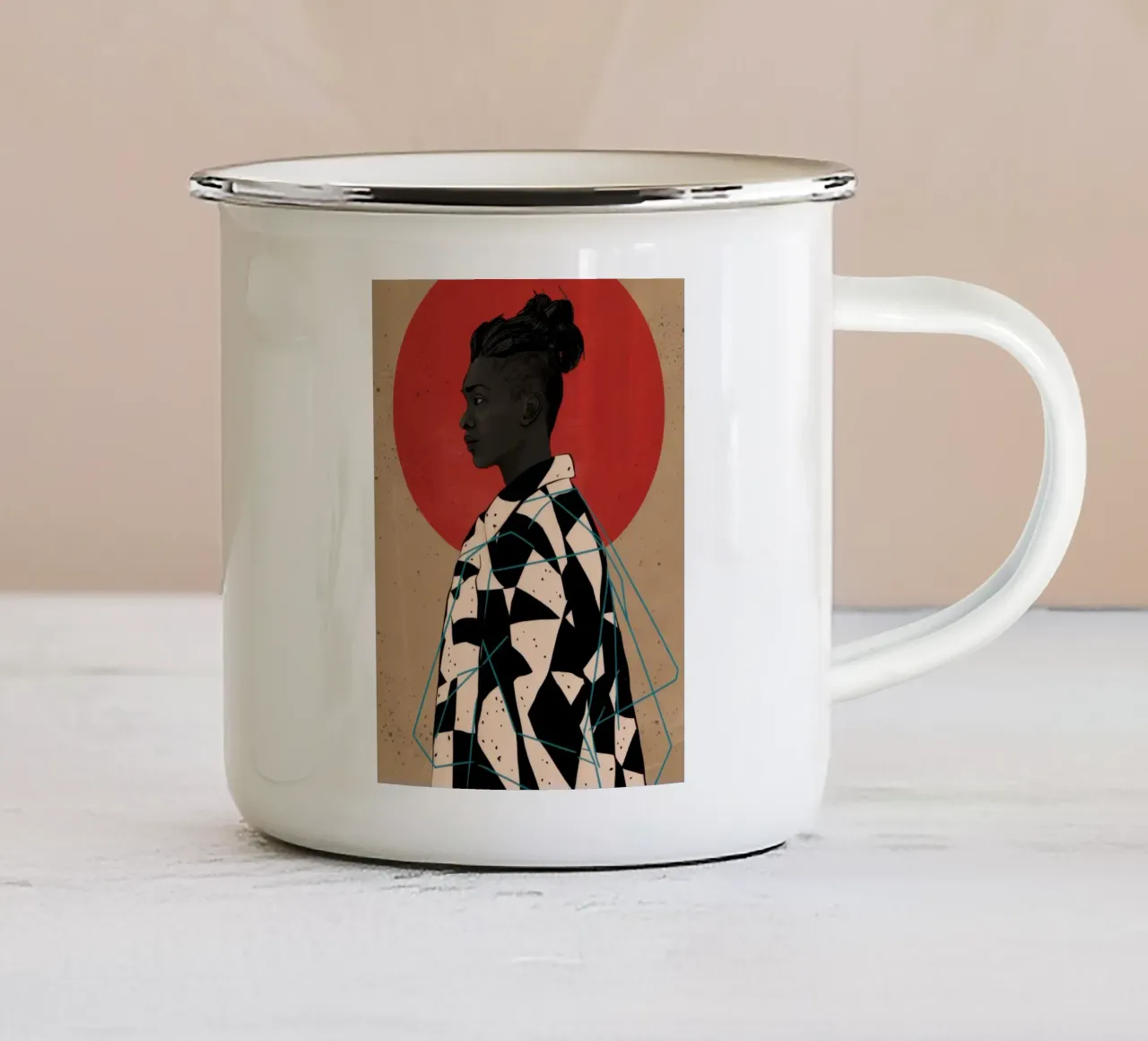 Sguardo stoico modellato tazza in smalto da Katarsis Mann