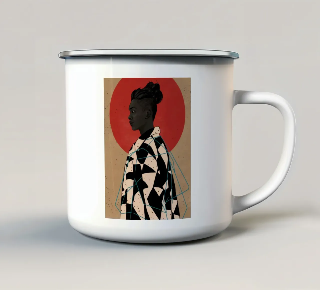 Sguardo stoico modellato tazza in smalto da Katarsis Mann