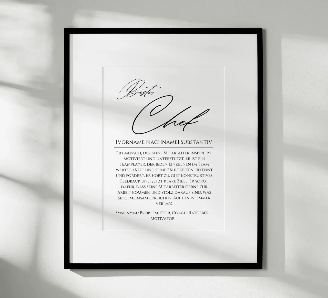 Definizione Best CHEF, regalo personalizzato, ufficio poster da Wortfieber