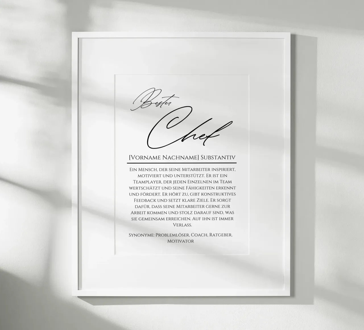 Definizione Best CHEF, regalo personalizzato, ufficio poster da Wortfieber