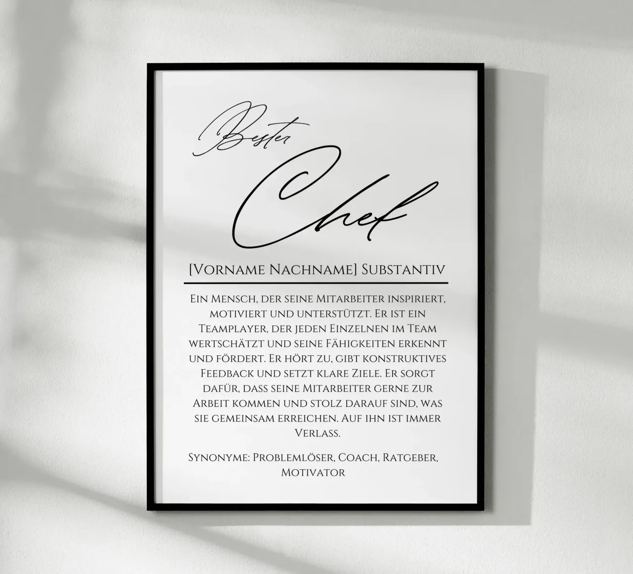 Definizione Best CHEF, regalo personalizzato, ufficio poster da Wortfieber