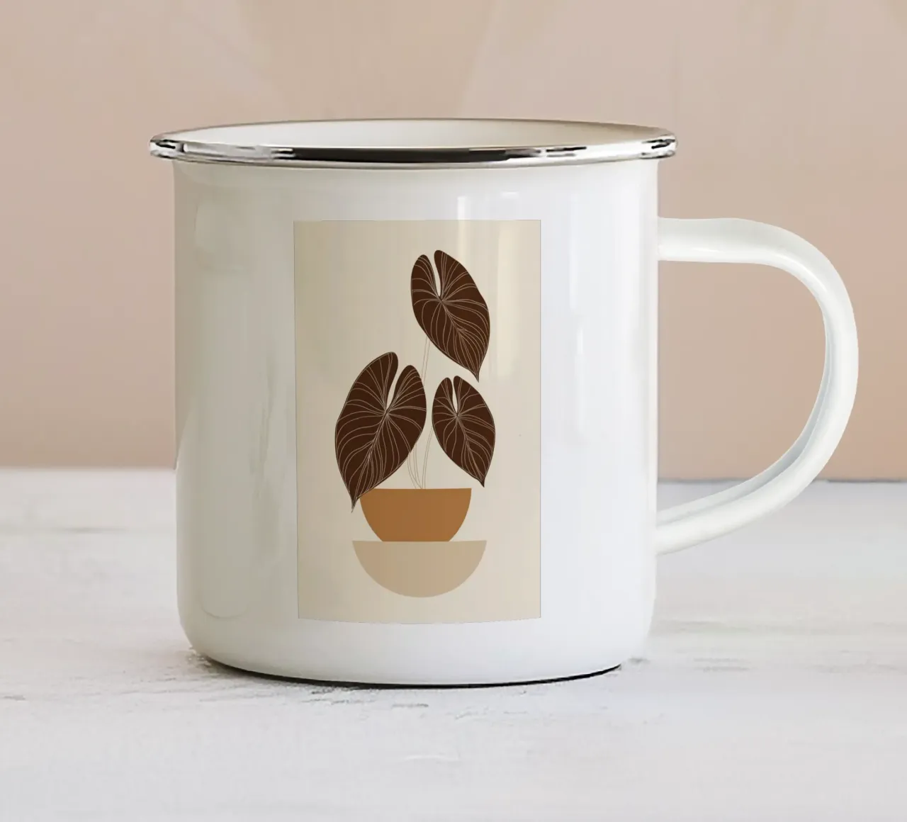 Minimal Plant - Botanica nei toni della terra tazza in smalto da Aralyn