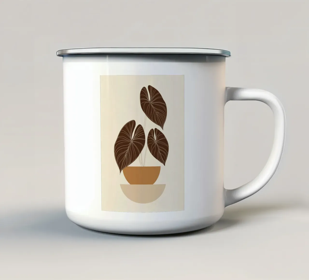 Minimal Plant - Botanica nei toni della terra tazza in smalto da Aralyn