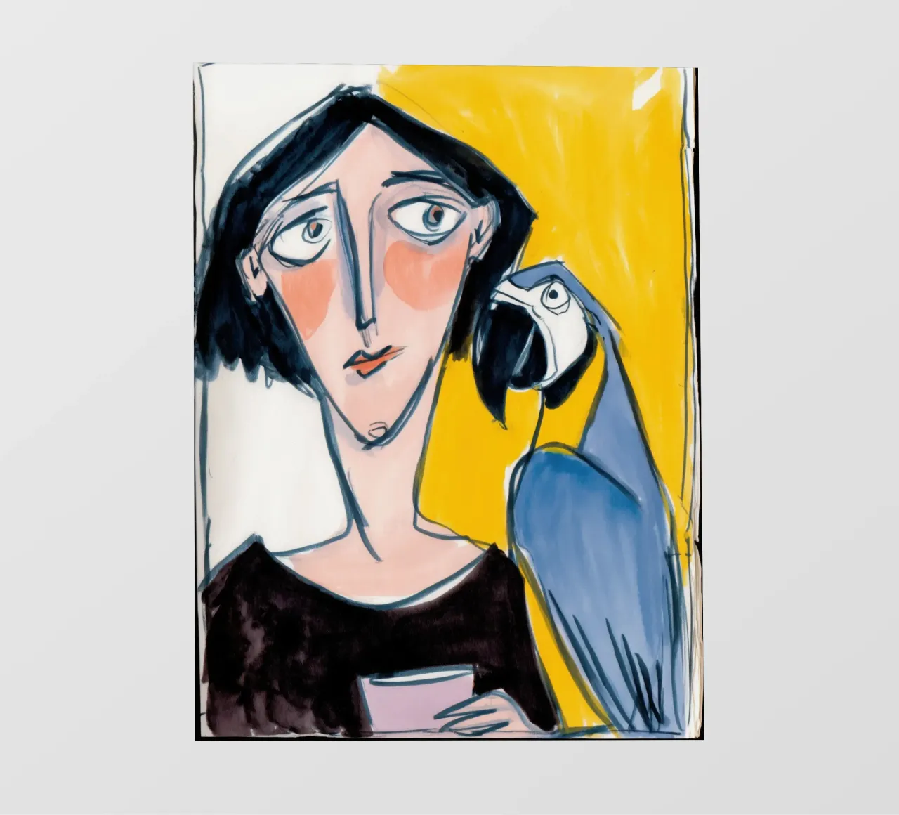 Selfie con pappagallo blu | Disegno digitale a mano pellicola backlit da Autofocus