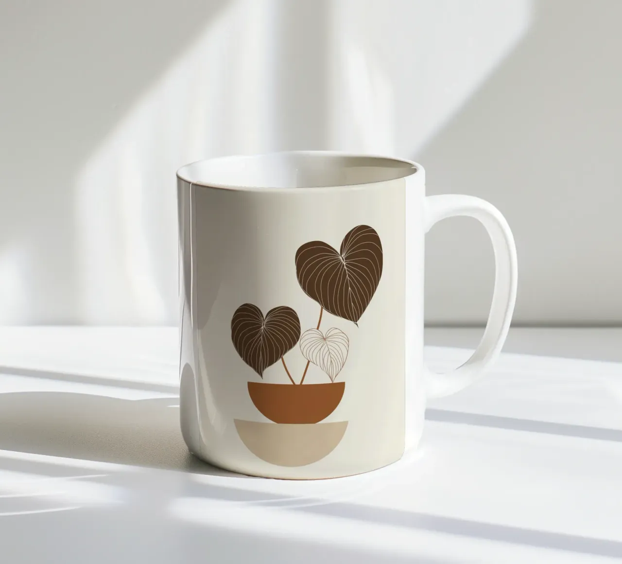 Semplicità bohémienne - Illustrazione di piante neutre tazza in ceramica da Aralyn