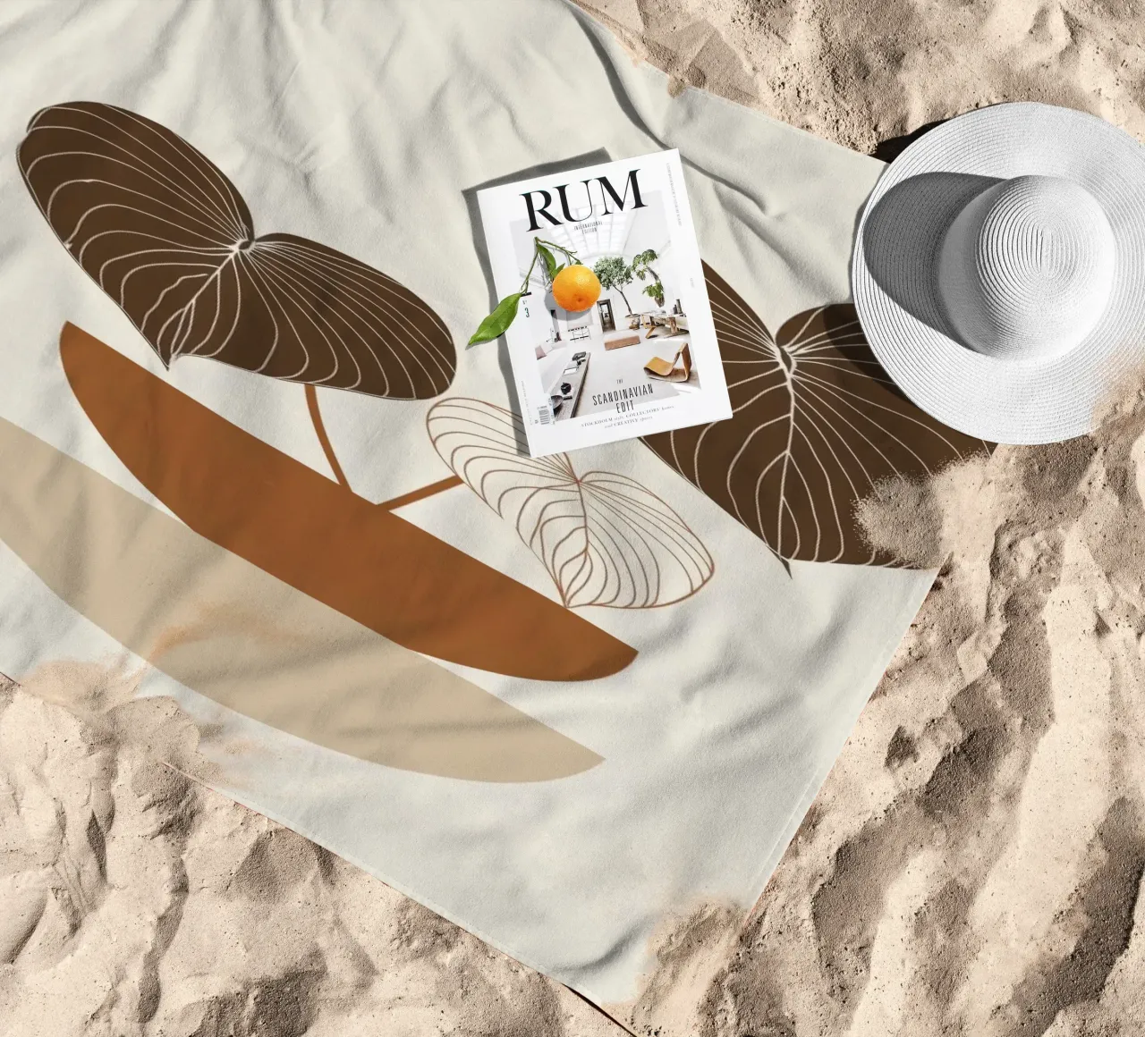 Semplicità bohémienne - Illustrazione di piante neutre telo mare da Aralyn