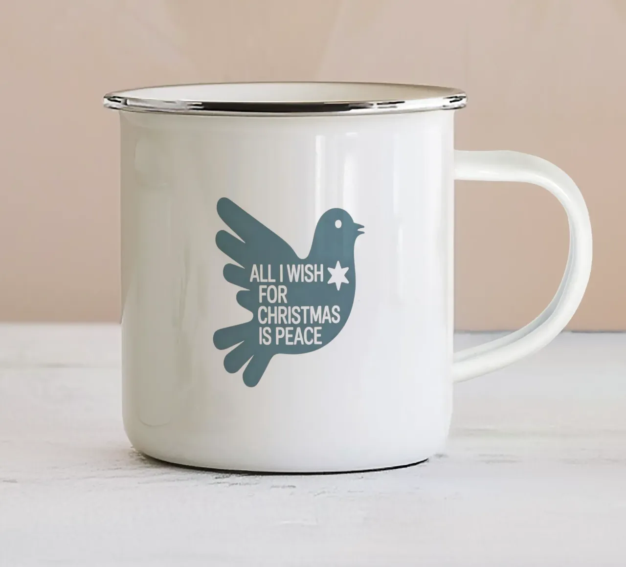 Tutto ciò che desidero per il Natale è la pace tazza in smalto da 20 Farben