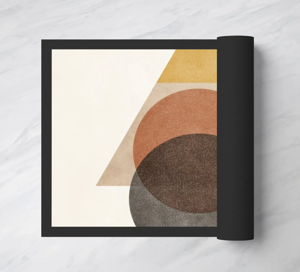 Layered Geometry – Minimal Circles and Triangle doormat by Aralyn