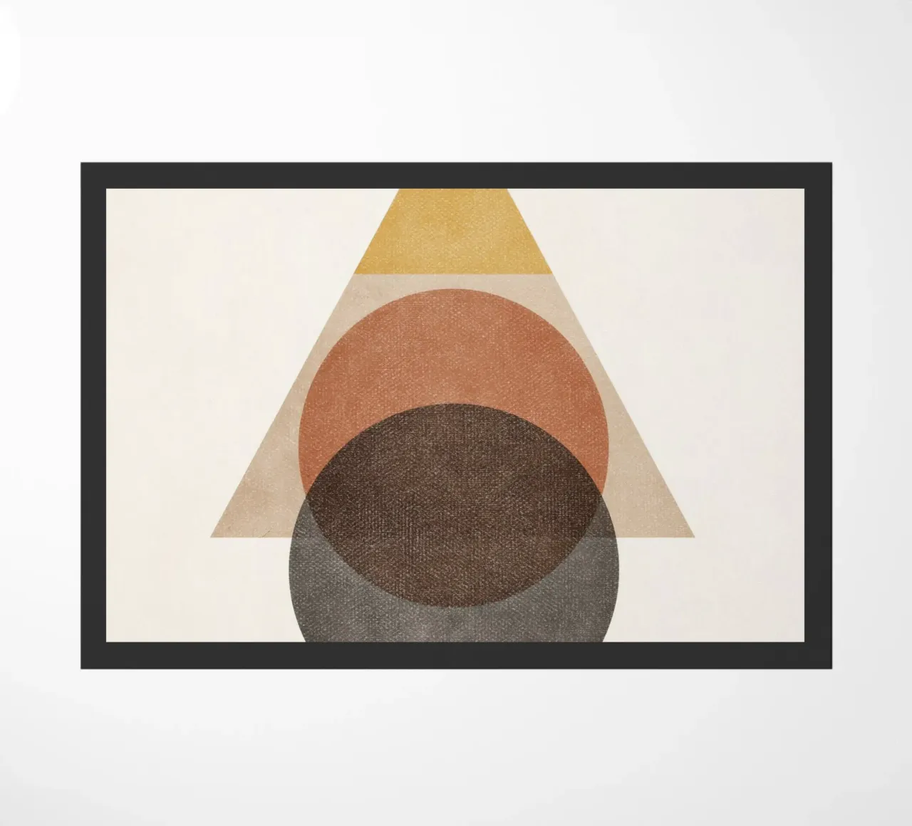 Layered Geometry – Minimal Circles and Triangle doormat by Aralyn