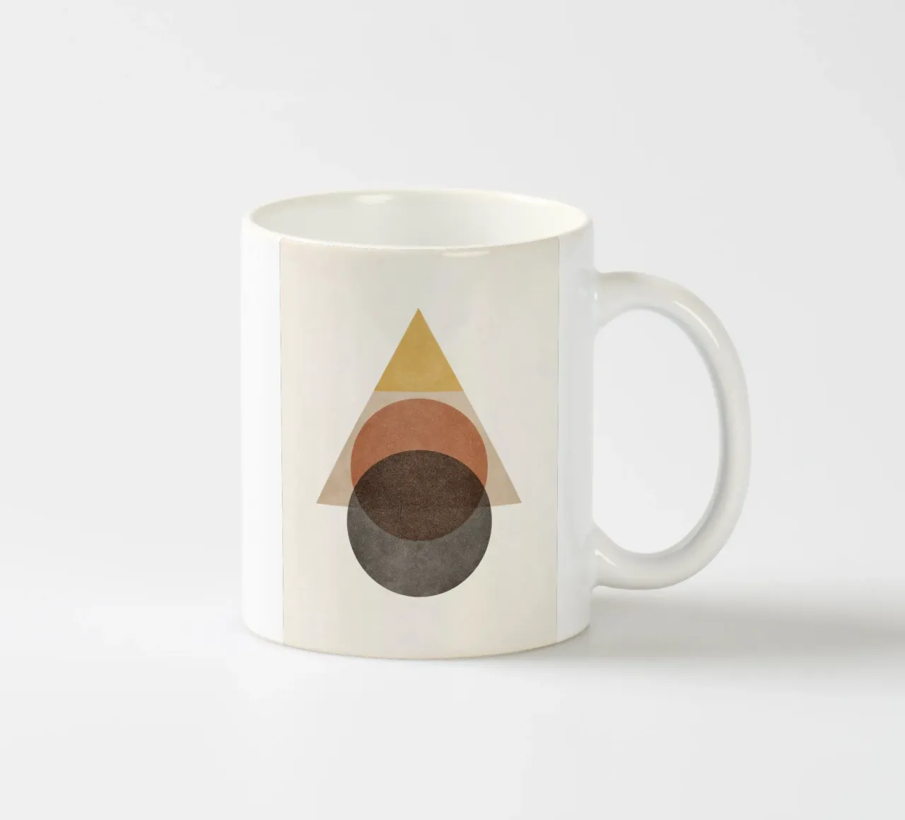 Layered Geometry – Minimal Circles and Triangle ceramic mug by Aralyn