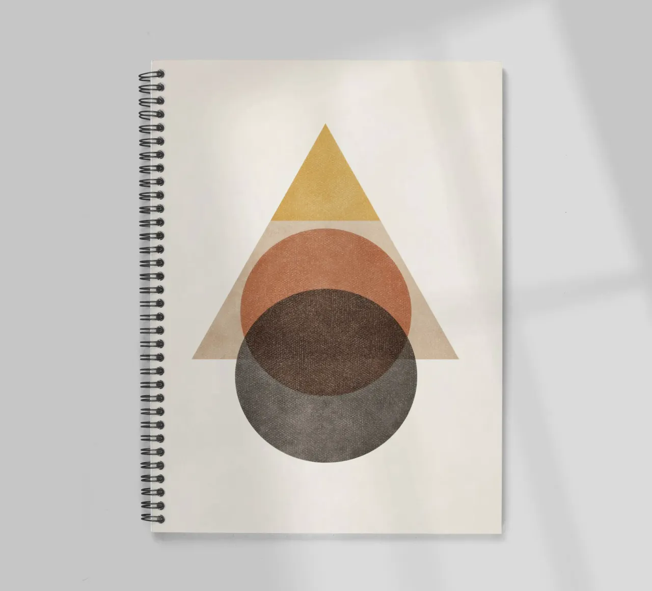 Layered Geometry – Minimal Circles and Triangle spiral notebook by Aralyn