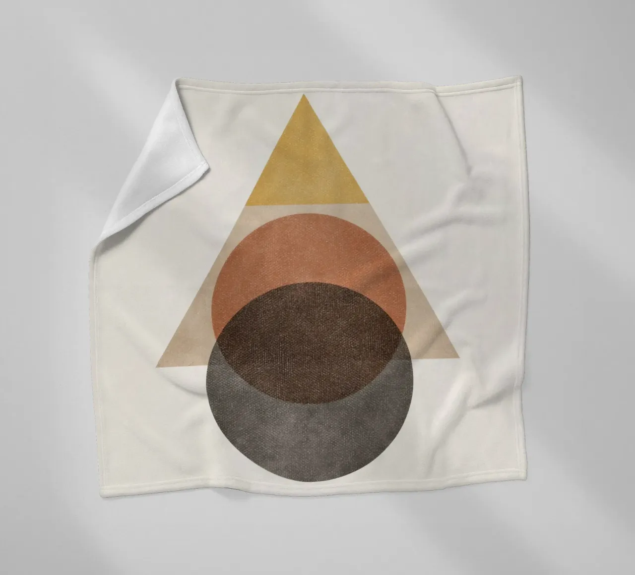 Layered Geometry – Minimal Circles and Triangle fleece blanket by Aralyn