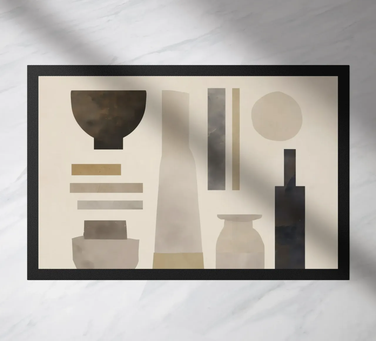 Boho Balance – Neutral Shapes and Objects doormat by Aralyn