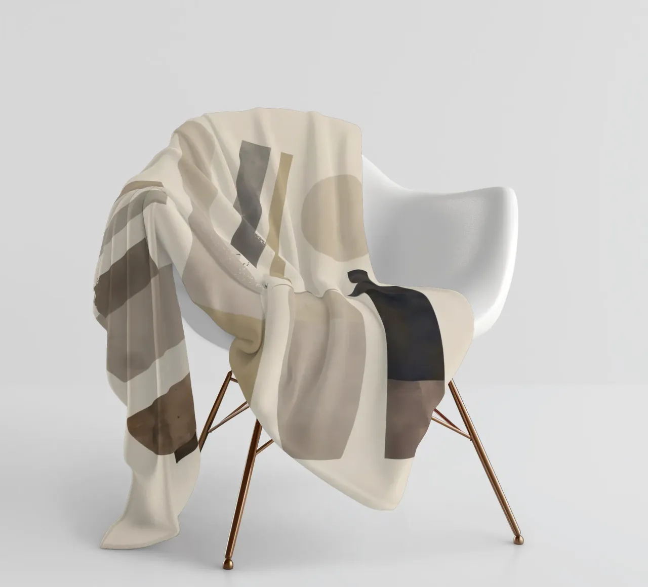 Boho Balance – Neutral Shapes and Objects fleece blanket by Aralyn