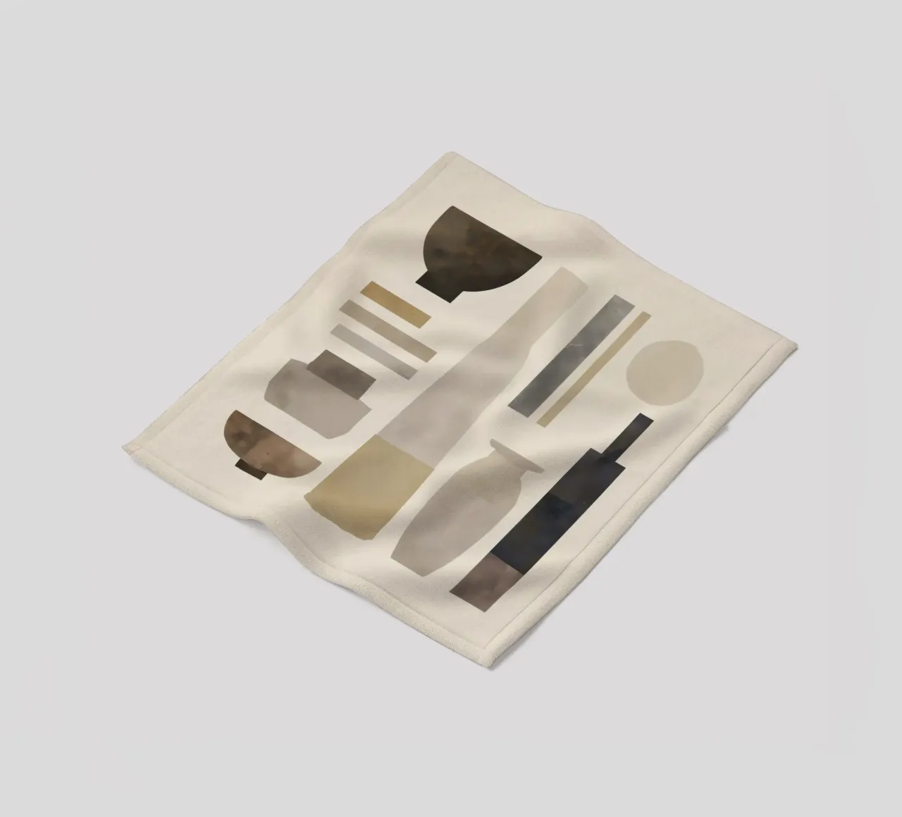 Boho Balance – Neutral Shapes and Objects fleece blanket by Aralyn