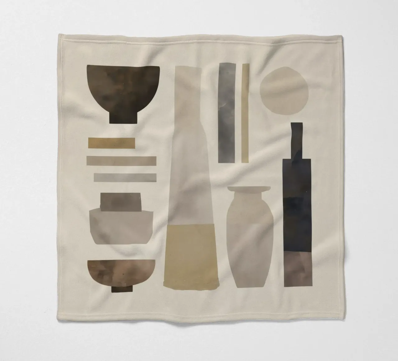 Boho Balance – Neutral Shapes and Objects fleece blanket by Aralyn