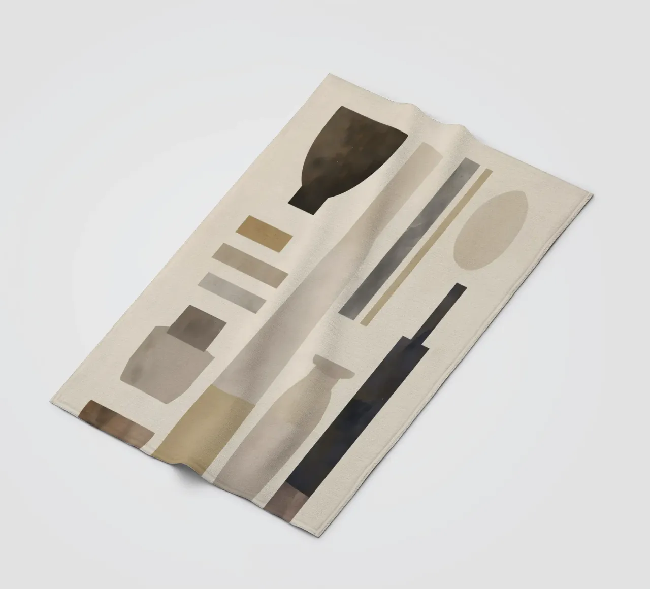 Boho Balance – Neutral Shapes and Objects fleece blanket by Aralyn