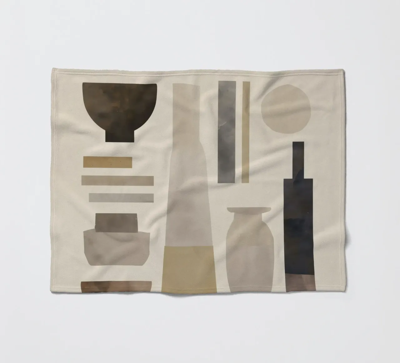 Boho Balance – Neutral Shapes and Objects fleece blanket by Aralyn
