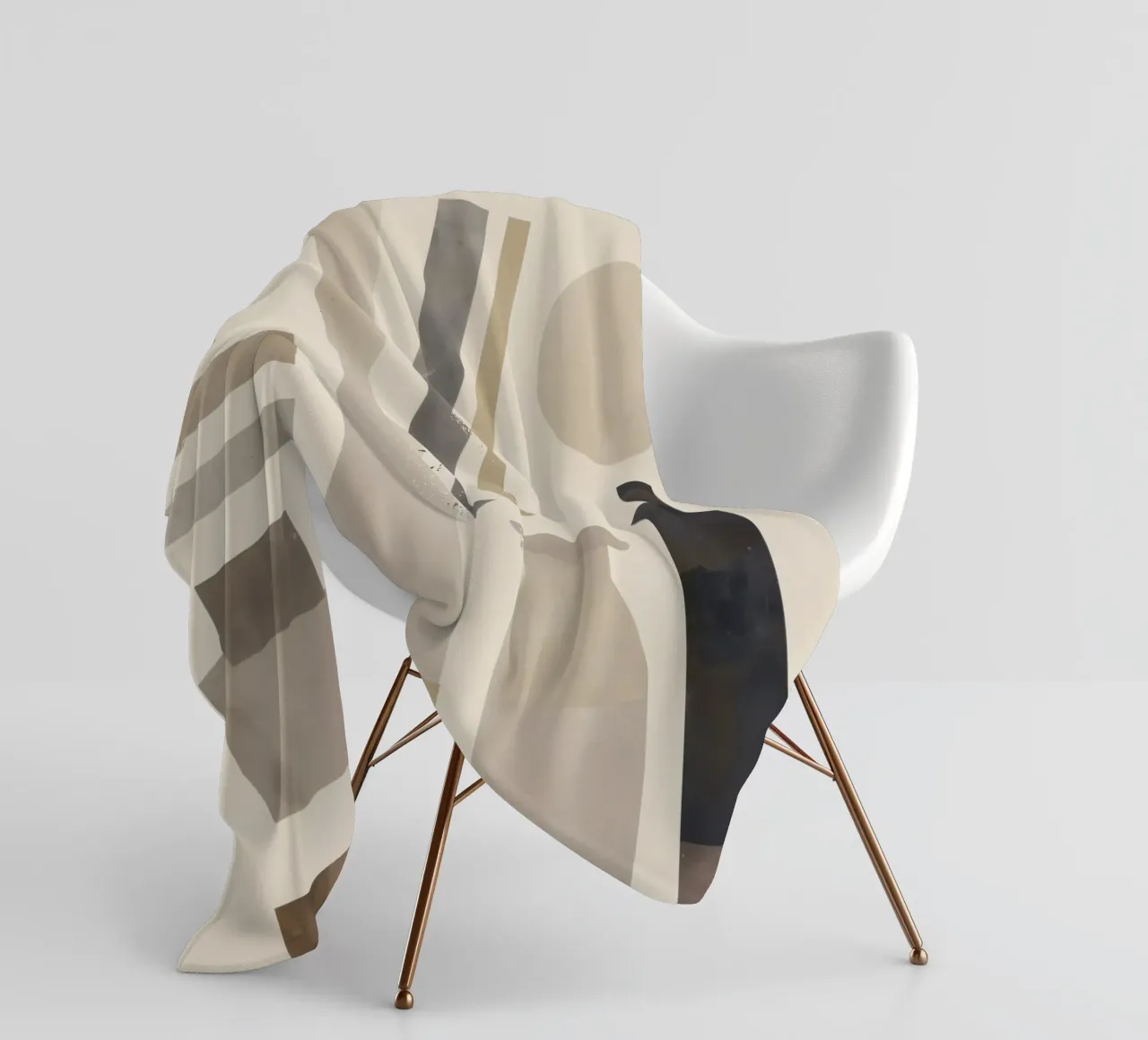Boho Balance – Neutral Shapes and Objects fleece blanket by Aralyn