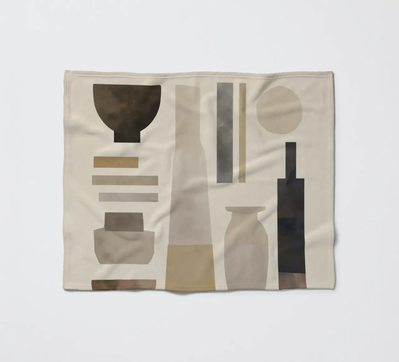 Boho Balance – Neutral Shapes and Objects fleece blanket by Aralyn