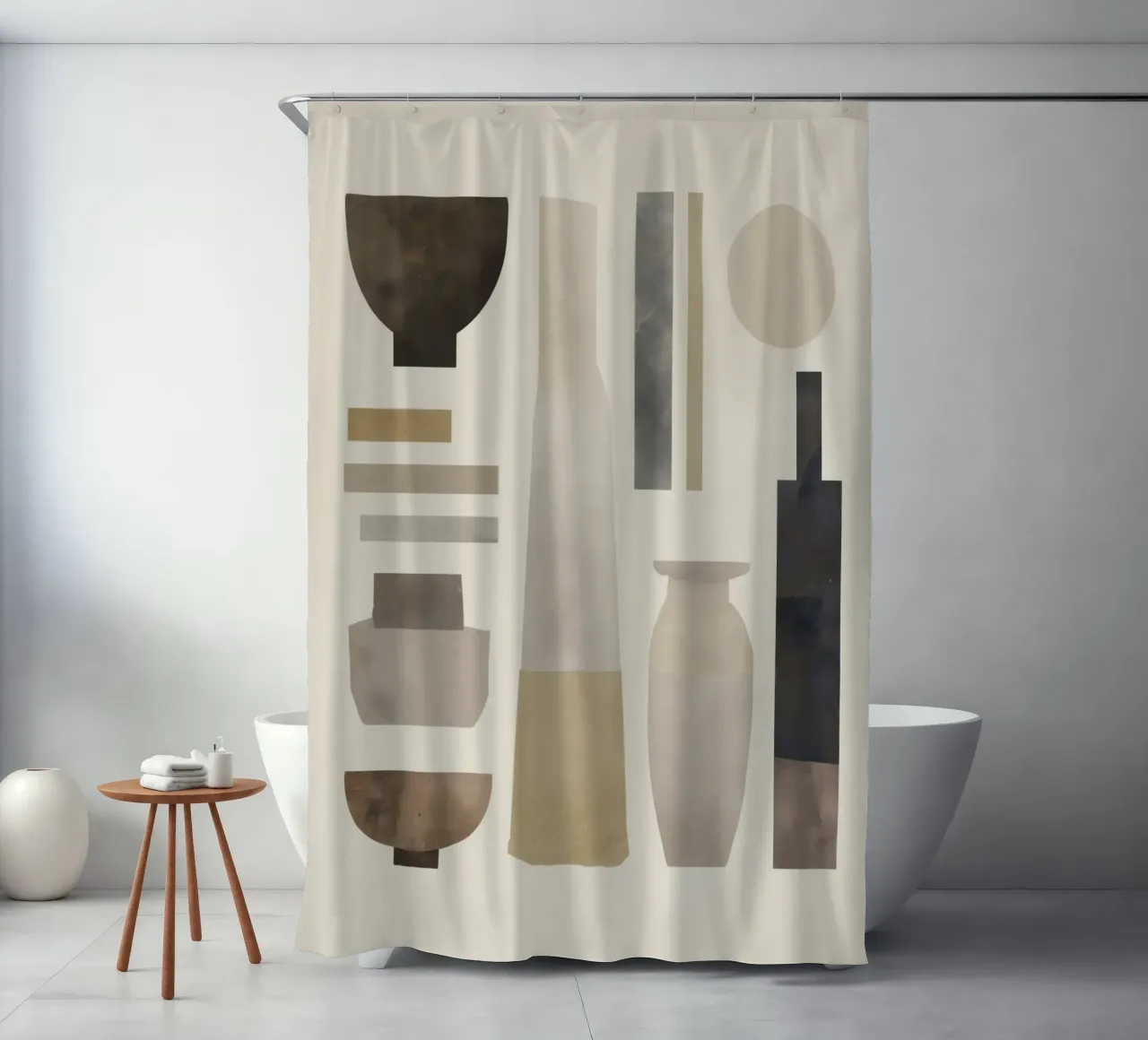 Boho Balance – Neutral Shapes and Objects shower curtain by Aralyn