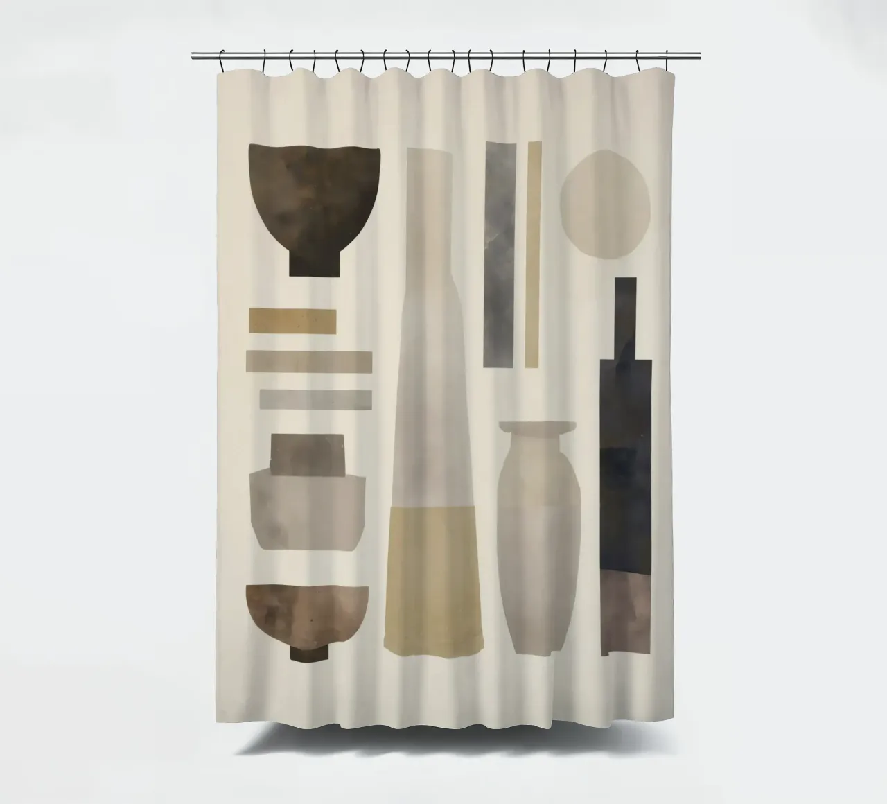 Boho Balance – Neutral Shapes and Objects shower curtain by Aralyn